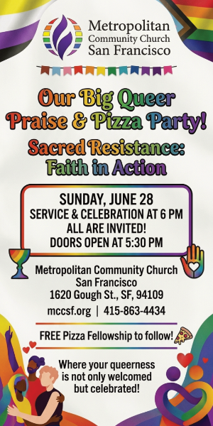 Praise & Pizza Party. Sacred Resistance. Faith in Action.
Sunday, June 28, at 6pm