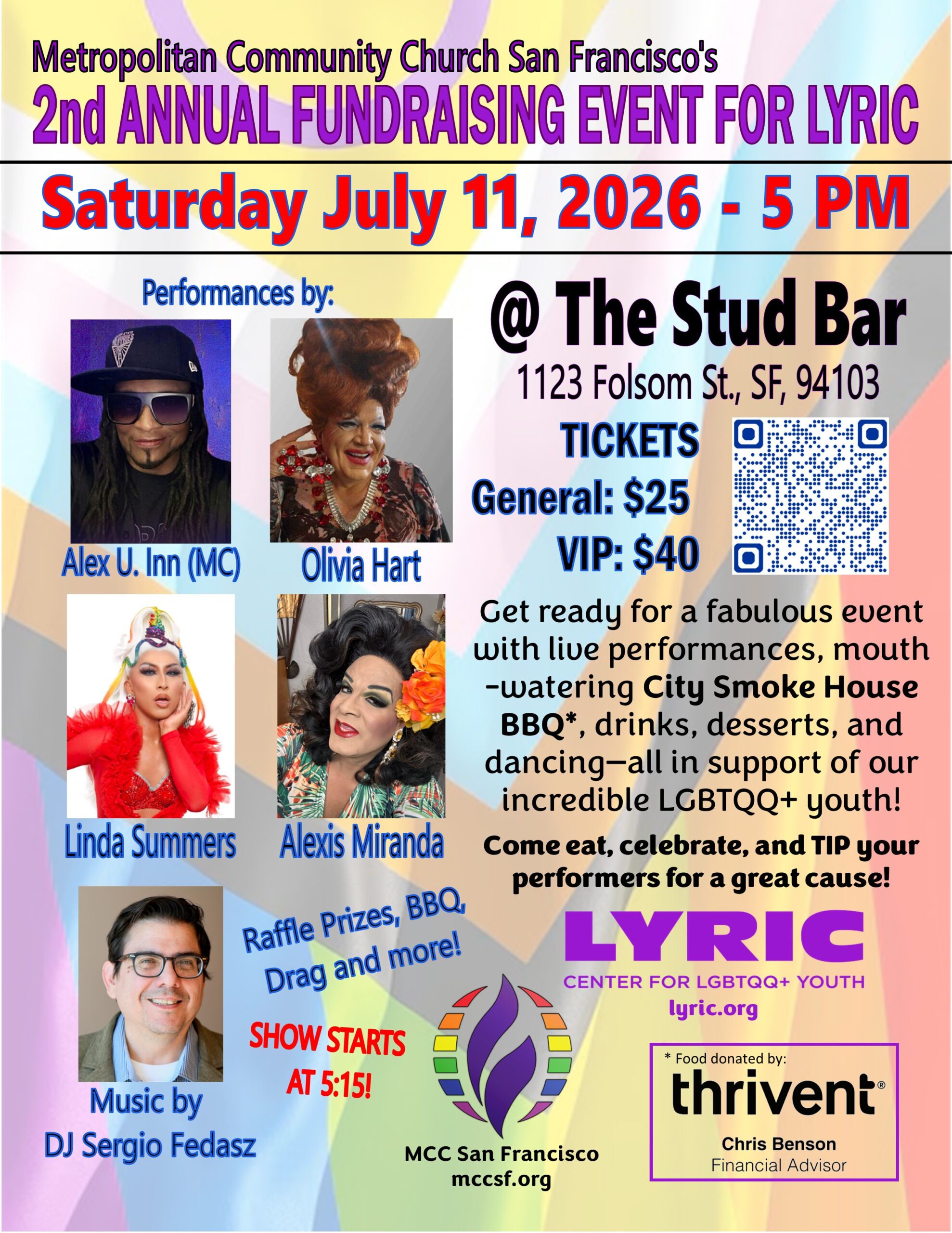 MCC San Francisco's 2nd Annual Drag Show Fundraiser for LYRIC Center for LGBTQ+ Youth